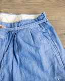 Seuvas - Cotton-Linen Chambray Tapered 2-Tuck Pants - Blue