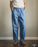 Seuvas - Cotton-Linen Chambray Tapered 2-Tuck Pants - Blue