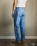 Seuvas - Cotton-Linen Chambray Tapered 2-Tuck Pants - Blue