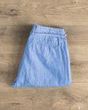 Seuvas - Cotton-Linen Chambray Tapered 2-Tuck Pants - Blue