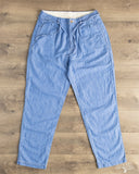 Seuvas - Cotton-Linen Chambray Tapered 2-Tuck Pants - Blue