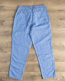 Seuvas - Cotton-Linen Chambray Tapered 2-Tuck Pants - Blue