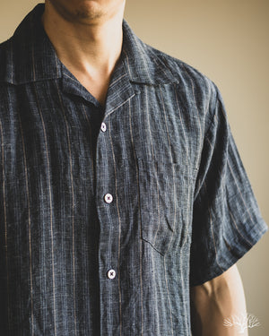 Seuvas - Linen Open Collar Shirt - Navy – Withered Fig