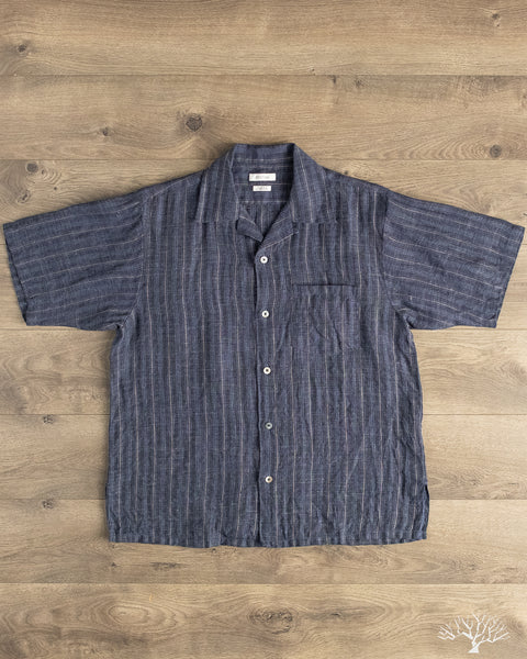 Seuvas - Linen Open Collar Shirt - Navy – Withered Fig