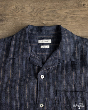 【値下げ】THE SHISHIKUI open collar / NAVY Seuvas - Linen Open Collar Shirt - Navy – Withered Fig