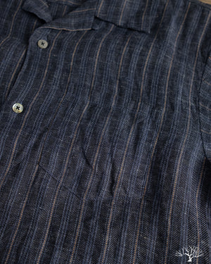 Seuvas - Linen Open Collar Shirt - Navy – Withered Fig