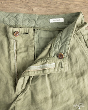 Seuvas - Linen Tapered 2-Tuck Pants - Olive – Withered Fig