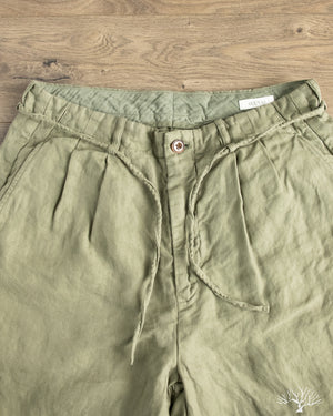 Seuvas - Linen Tapered 2-Tuck Pants - Olive – Withered Fig
