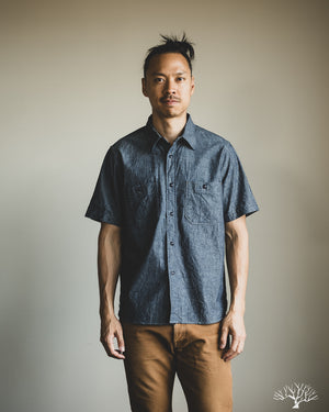 Seuvas - Selvedge Chambray Short Sleeve Work Shirt - Indigo