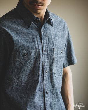 Seuvas - Selvedge Chambray Short Sleeve Work Shirt - Indigo
