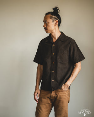 Studio d'Artisan - Amami-Mud Dyed Open-Collar Shirt - Dark Brown