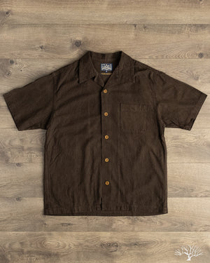 Studio d'Artisan - Amami-Mud Dyed Open-Collar Shirt - Dark Brown