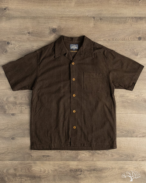 Studio d'Artisan - Amami-Mud Dyed Open-Collar Shirt - Dark Brown