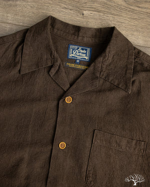 Studio d'Artisan - Amami-Mud Dyed Open-Collar Shirt - Dark Brown