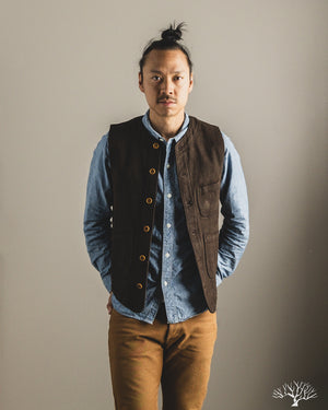Studio D'Artisan - Amami Mud-Dyed Sashiko Vest - Dark Brown