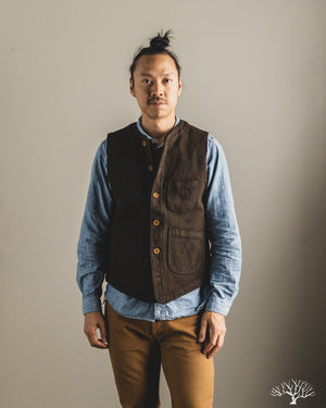 Studio D'Artisan - Amami Mud-Dyed Sashiko Vest - Dark Brown