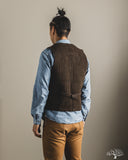 Studio D'Artisan Amami Mud-Dyed Sashiko Vest - Dark Brown