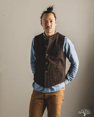 Studio D'Artisan - Amami Mud-Dyed Sashiko Vest - Dark Brown