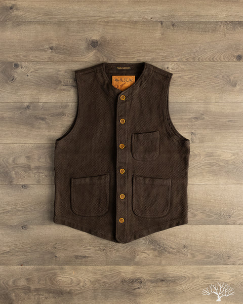 Studio D'Artisan - Amami Mud-Dyed Sashiko Vest - Dark Brown