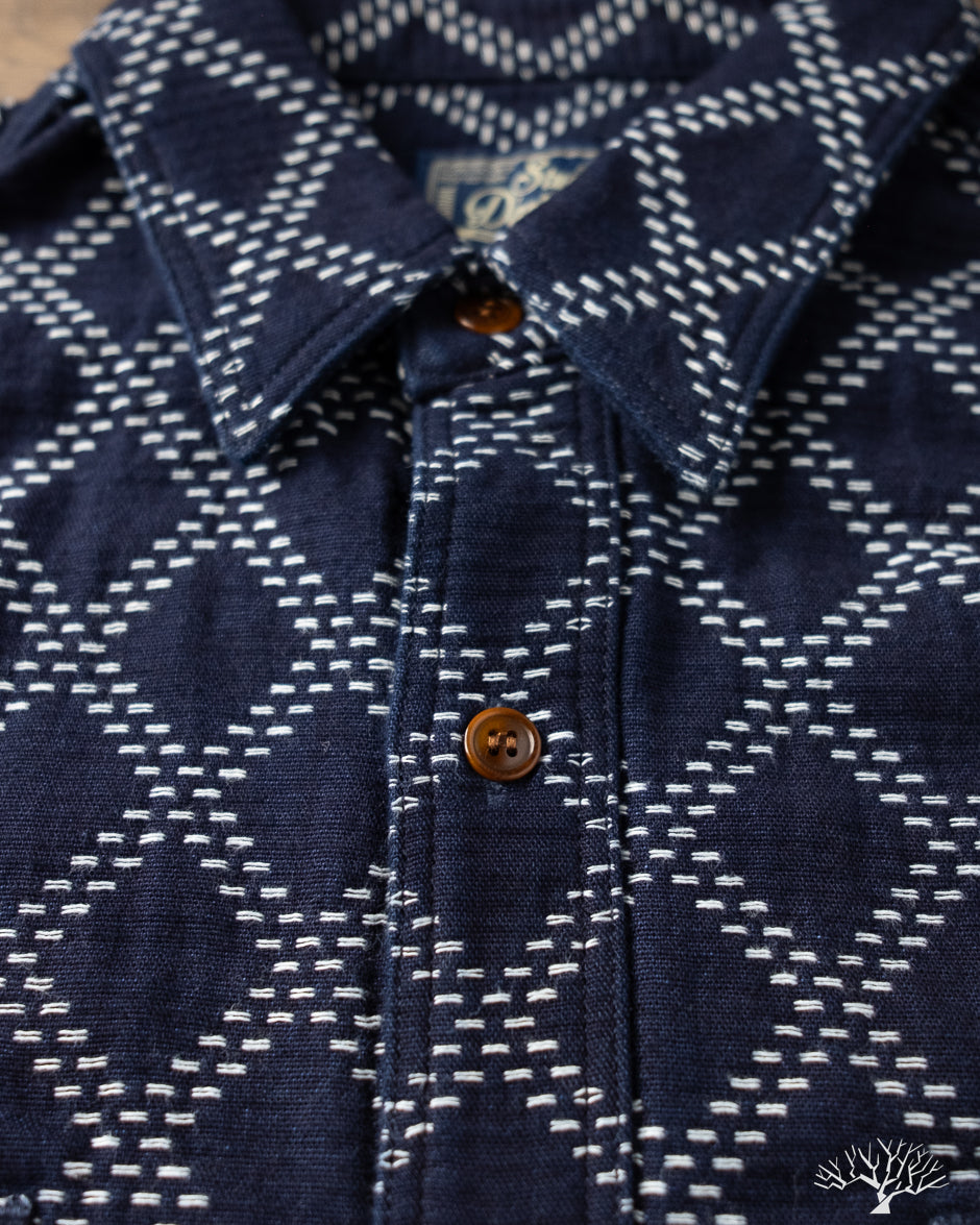 Studio d'Artisan - Indigo Sashiko Work Shirt – Withered Fig