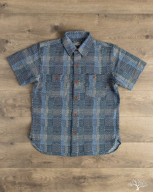 Studio D'Artisan - Noragi Sashiko Short-Sleeve Work Shirt - Blue