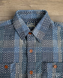 Studio D'Artisan Noragi Sashiko Short-Sleeve Work Shirt - Blue