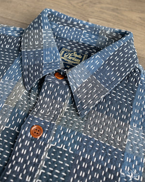 Studio D'Artisan - Noragi Sashiko Short-Sleeve Work Shirt - Blue