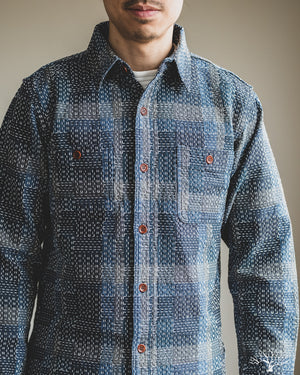 STUDIO D’ARTISAN Studio d'Artisan - Noragi Sashiko Work Shirt – Withered Fig