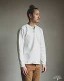 Studio d' Artisan Suvin Gold Looopwheel Long-Sleeve Henley Tee - White