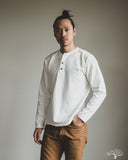 Studio d' Artisan Suvin Gold Looopwheel Long-Sleeve Henley Tee - White