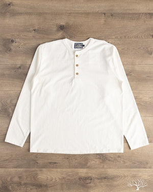 Studio d' Artisan Suvin Gold Loopwheel Long-Sleeve Henley Tee - White