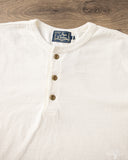 Studio d' Artisan Suvin Gold Looopwheel Long-Sleeve Henley Tee - White