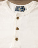Studio d' Artisan Suvin Gold Looopwheel Long-Sleeve Henley Tee - White