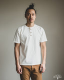 Studio d' Artisan Suvin Gold Looopwheel Short-Sleeve Henley Tee - White