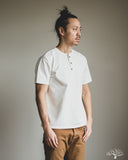 Studio d' Artisan Suvin Gold Looopwheel Short-Sleeve Henley Tee - White