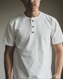 Studio d' Artisan Suvin Gold Looopwheel Short-Sleeve Henley Tee - White