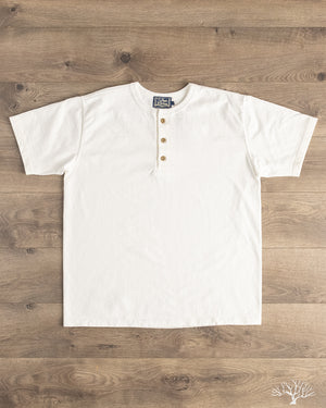 Studio d' Artisan Suvin Gold Loopwheel Short-Sleeve Henley Tee - White
