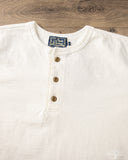 Studio d' Artisan Suvin Gold Looopwheel Short-Sleeve Henley Tee - White