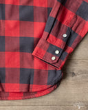The Flat Head FN-SNW-101L - Block Check Flannel Western Shirt - Red/Light Black
