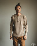 UES 66BW Big Waffle Henley T-Shirt - Beige