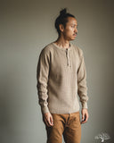 UES 66BW Big Waffle Henley T-Shirt - Beige