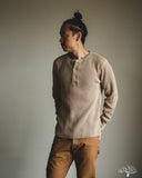 UES 66BW Big Waffle Henley T-Shirt - Beige