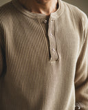 UES 66BW Big Waffle Henley T-Shirt - Beige