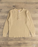 UES 66BW Big Waffle Henley T-Shirt - Beige