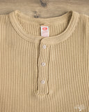 UES 66BW Big Waffle Henley T-Shirt - Beige