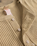 UES 66BW Big Waffle Henley T-Shirt - Beige