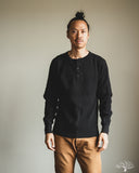 66BW Big Waffle Henley T-Shirt - Black