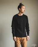 66BW Big Waffle Henley T-Shirt - Black