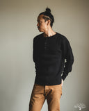 66BW Big Waffle Henley T-Shirt - Black