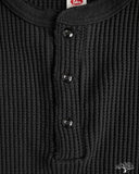 66BW Big Waffle Henley T-Shirt - Black